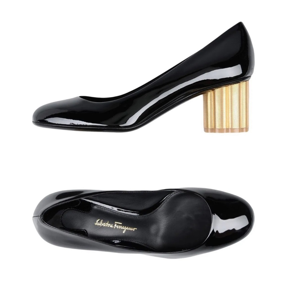 Salvatore Ferragamo Lucca pumps with gold heel